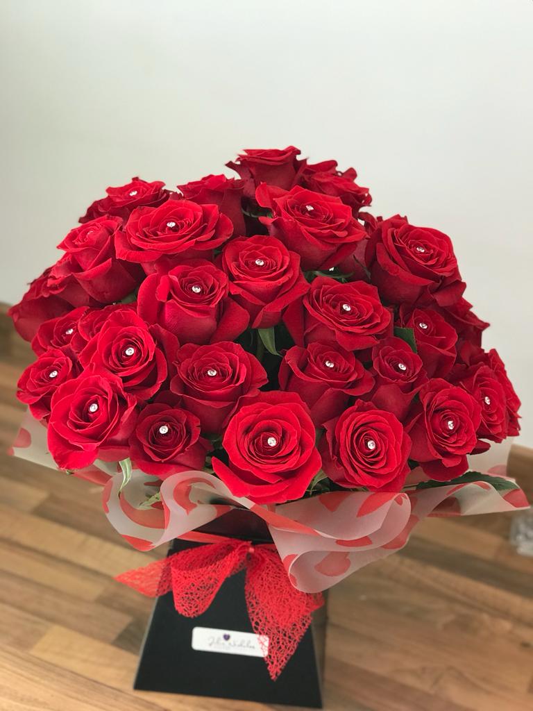 Red Rose Box Arrangement - Julie Nicholas Florist