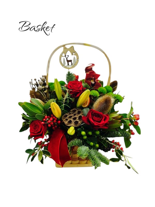 christmas basket arrangement